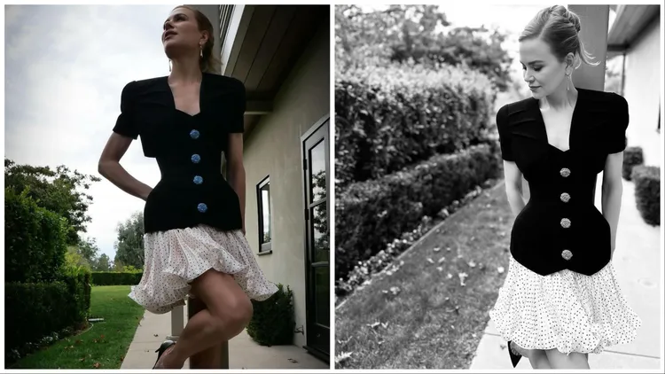 妮可基嫚穿著SS24秀場look9服裝。品牌提供