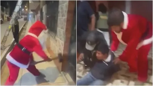 聖誕老人鐵鎚破門送禮? 秘魯街頭這一幕讓人驚呆了