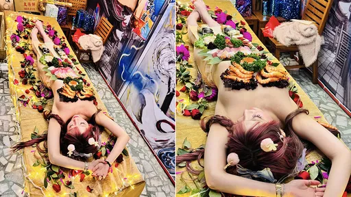 超哥宴会美食「女体盛」羡煞众人 网友:头露出来了超派