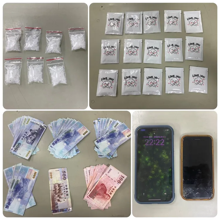 警方在沈男車上查扣毒品及現金。民眾提供