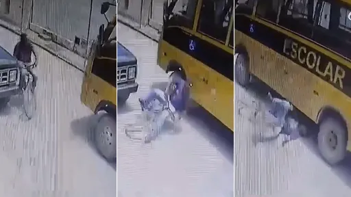 驚悚片|腳踏車騎士「鑽縫失敗」 摔進校車底被當場輾死