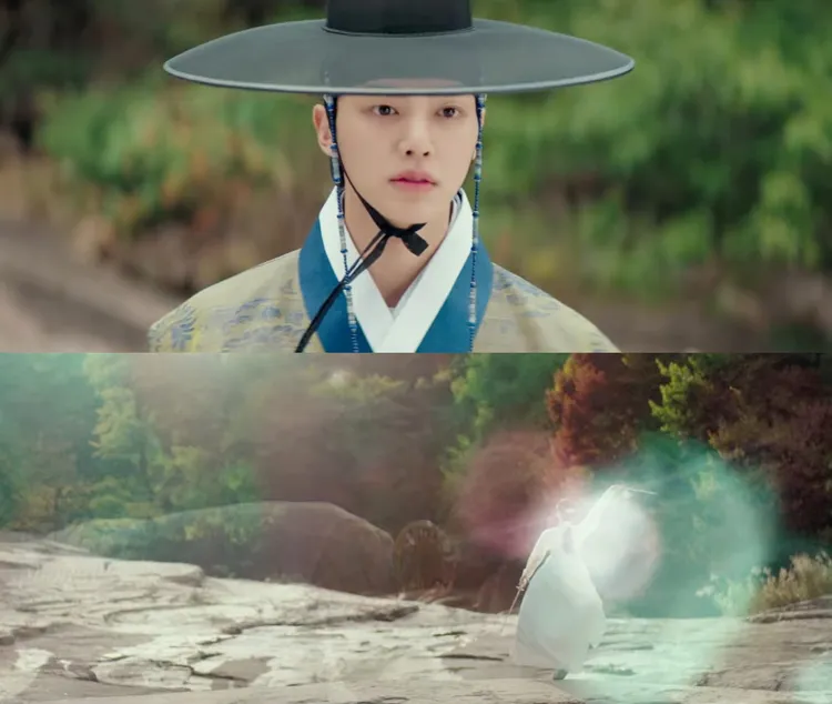 《惡魔》宋江（上圖）的人類時期也經歷過朝鮮時代，望著舞劍女子，疑似是金裕貞。翻攝Netfllix