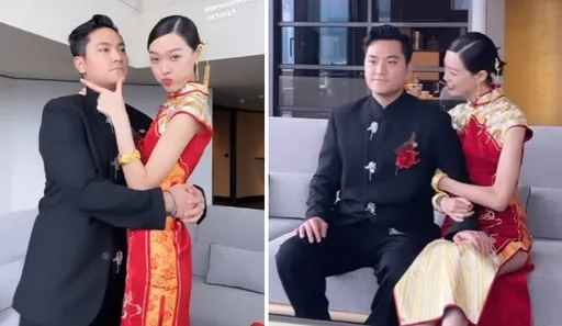 張艾嘉娶媳|王令塵霸氣環抱超模妻蠻腰!新娘穿旗袍嘟嘴賣萌