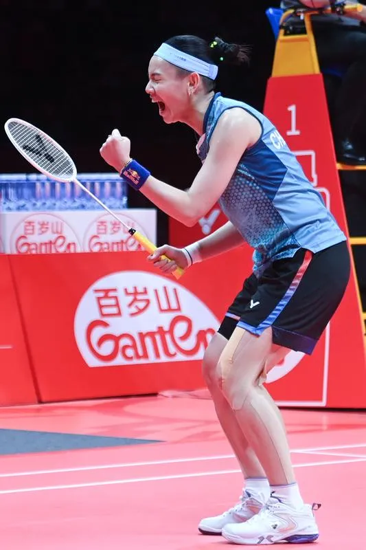 戴資穎振臂加油。新華社