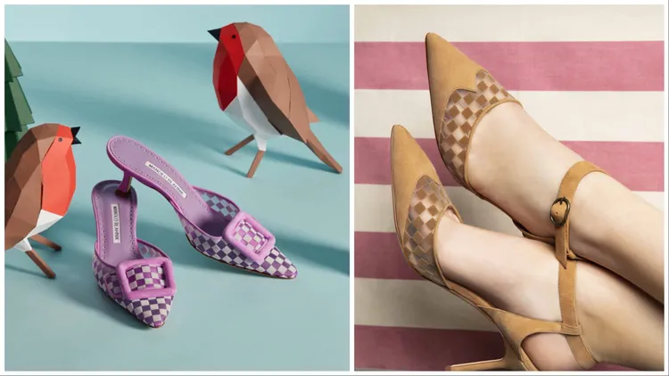 鞋款利用色調與網格的搭配對法國蔚藍海岸生活的華麗描繪。品牌提供