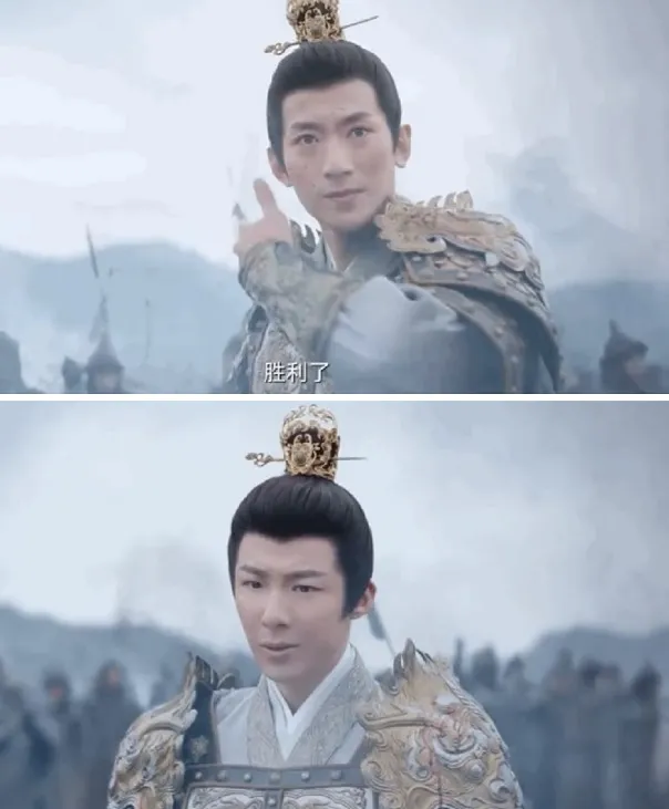 劉宇寧拿下面具後（下圖）被虧還沒有戴著面具時（上圖）帥。翻攝《一念關山》