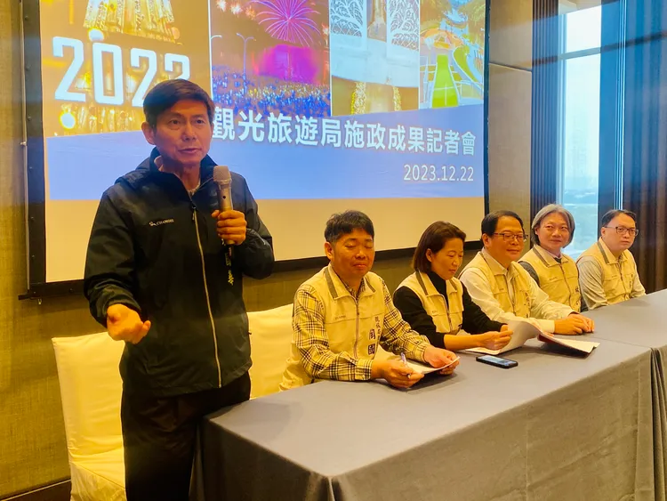 觀光旅遊局長林國華發表2023年度施政成果。王志弘攝