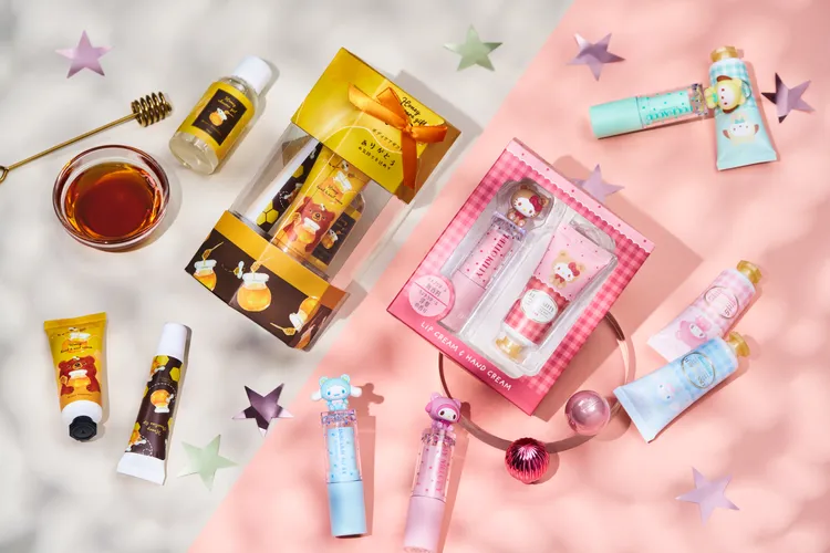 DON DON DONKI精選Kirei & Co四大彩妝組合及超萌Hello Kitty、美樂蒂護唇膏&護手霜組。業者提供