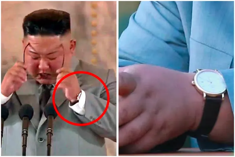 金正恩手上IWC名錶價值數十萬元。翻攝《朝鮮日報》