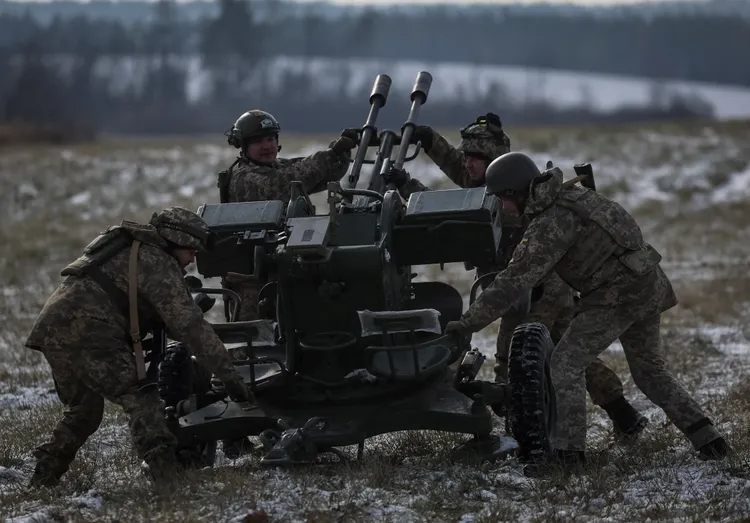 駐守基輔的烏軍。路透社
