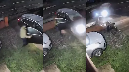 驚悚片|小偷猛力倒車KO車主 狠到連圍牆都被毀滅