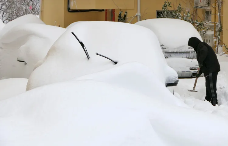 山東煙台被大雪覆蓋。新華社