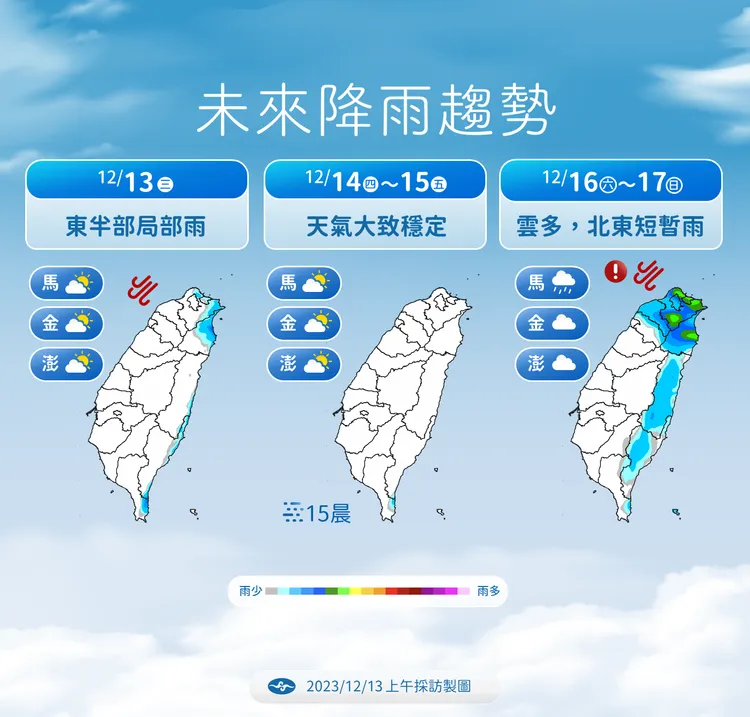 未來降雨趨勢。氣象署提供