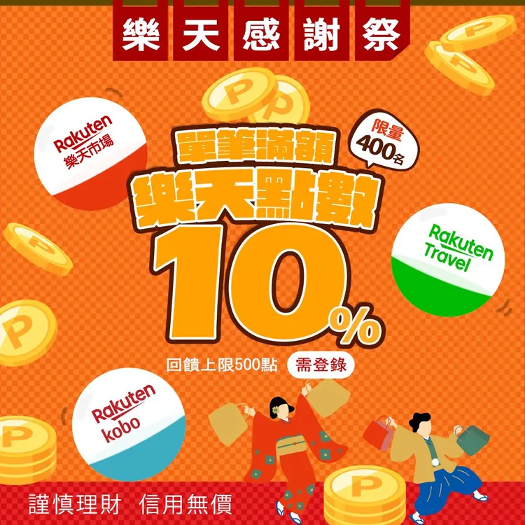 樂天集團感謝祭加碼10%回饋。業者提供