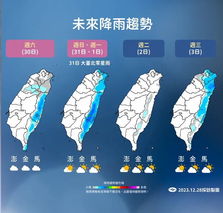 降雨趨勢。氣象署提供