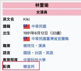 林萱瑜的配偶也是Junior。翻攝維基百科