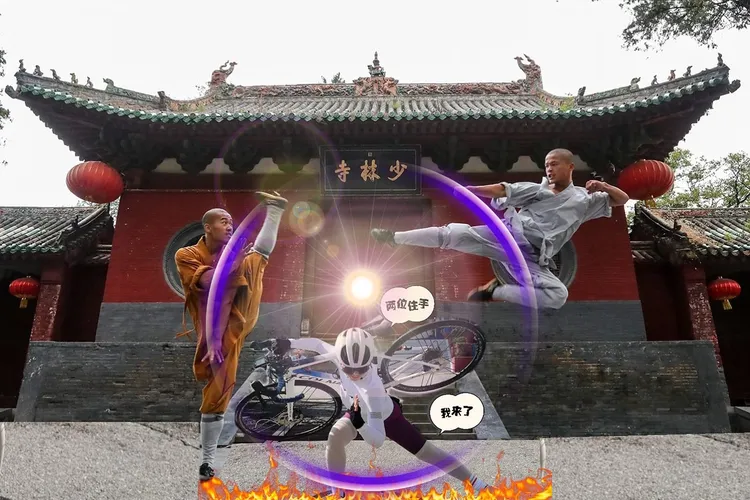 有人真的讓她如願以償成為少林寺武俠片場前景。翻攝《P圖公社》社團