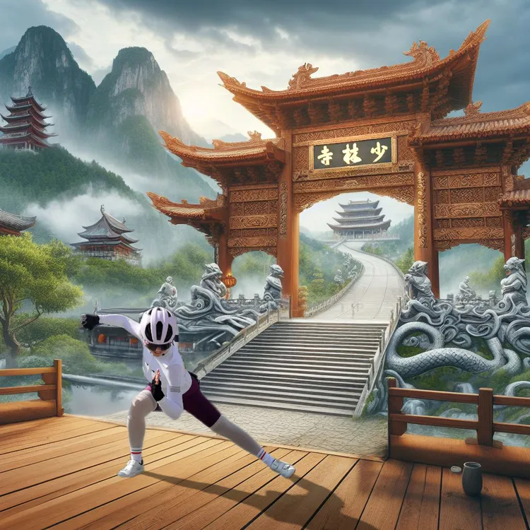 也有人讓她駐足在少林寺山門前。翻攝《P圖公社》社團