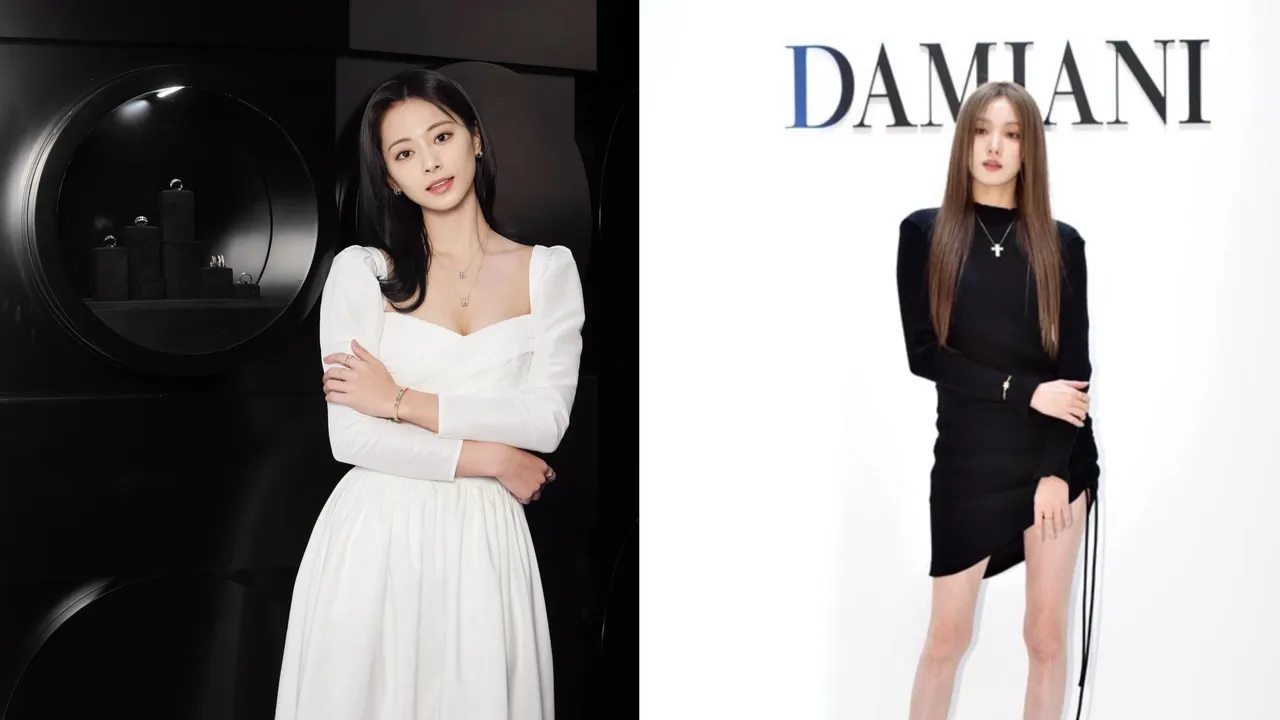 周子瑜（左圖）11月時和李聖經一同出席DAMIANI韓國首爾江南的Reel時尚概念快閃店。左圖翻攝周子瑜IG、右圖品牌提供