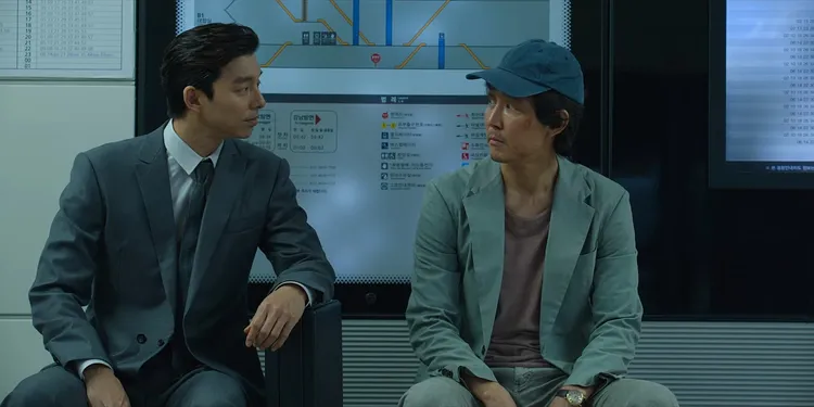 孔劉在《魷魚遊戲》客串畫片男，跟李政宰比賽。Netflix提供