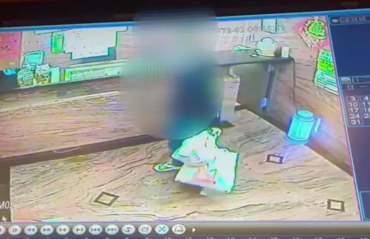 嫌犯跑到旅館變裝。翻攝畫面