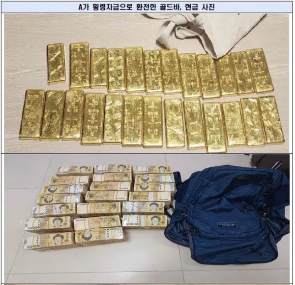 首爾中央地方檢察廳提供被起出的贓款照片。翻攝《朝鮮日報》