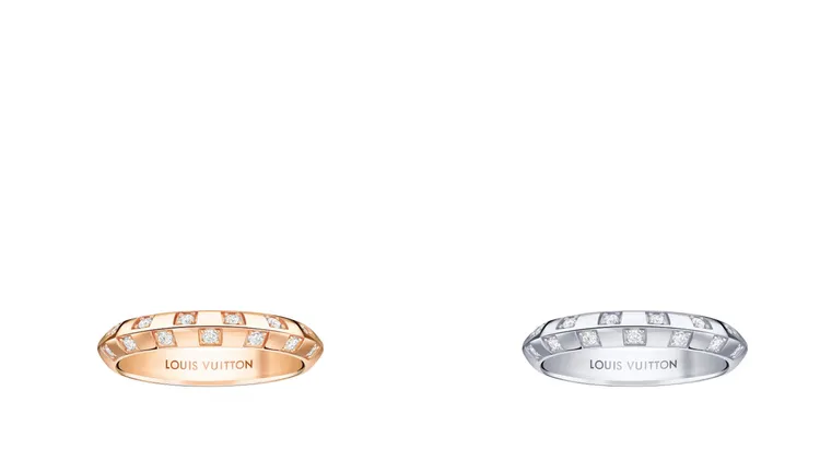 DAMIER 18K金鑽石戒指（左）15萬4000元、 （右）16萬3000元。品牌提供