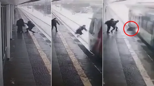 驚悚片|少年月台拳擊 同伴「虛空一拳」讓他墜軌遭火車猛撞