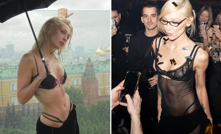 俄羅斯知名交際花伊芙莉娃不但在網路炫富，還炫耀能在莫斯科權力中心克里姆林宮旁（左圖）展露好身材。翻攝Instagram/НАСТЯ ИВЛЕЕВА