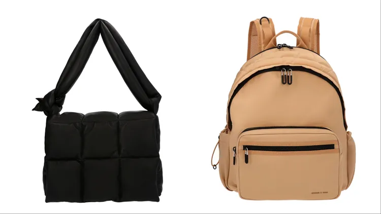 Errya軟質方格斜背包（左）2590元、Soleil尼龍後背包（右）3490元。品牌提供