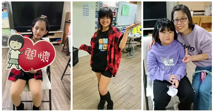 （由左至右）陳安希望長大以後能夠當一位舞蹈老師；維妮非常喜歡韓國女團BLACKPINK，希望未來也能當明星；8歲單親家庭的楷淇跟姊姊一起加入台北家扶中心，懂事的她說希望長大以後能夠賺錢，讓媽媽可以不要這麼辛苦！