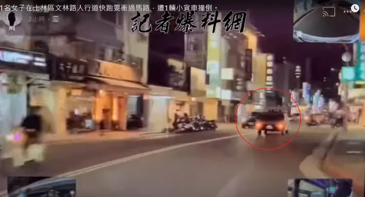 貨車(紅圈處)接近路口前，剎車燈已亮起。翻攝自記者爆料網