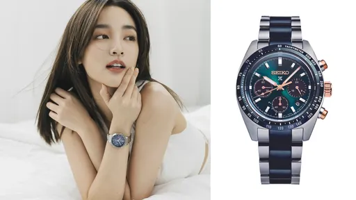 王淨平安夜美戴SEIKO「海芋錶」 絕美「綠金配」情侶錶齊登場