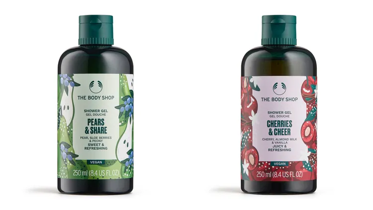 「歡沁櫻桃」與「晨曦陽梨」沐浴膠，各250ml／450元。品牌提供