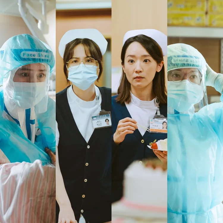 大愛劇《打怪任務》黃瀞怡（左起）、魏蔓、林子熙、李杏，飾演臺北慈濟醫院護理。大愛提供