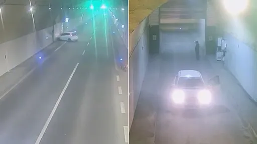 直行隧道內他竟「左轉進牆壁」　神操作！自開應急車道大迴轉