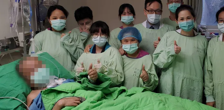 林先生歷經肺臟移植和新冠重症，徘迴鬼門關2個多月終於轉入普通病房。三總提供