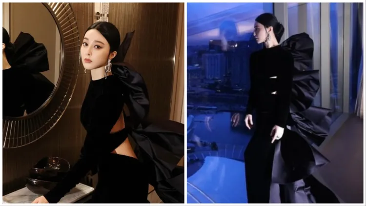 范冰冰穿著Stéphane Rolland黑色高訂系列禮服被評為「蜈蚣裝」。翻攝范冰冰IG