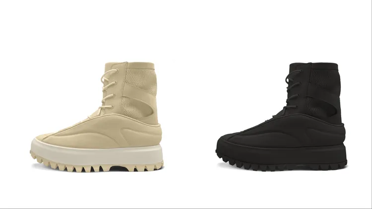 女款高筒（沙棕色）1萬1580元（左）、男款高筒（黑色）1萬2580元（右）。品牌提供