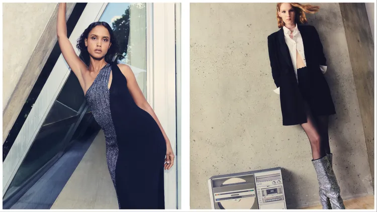 「9PM派對膠囊系列」在靴子以及洋裝上鑲滿水鑽。品牌提供