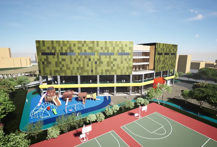 新營區全民運動館興規劃地上3層空間。模擬圖/市府提供