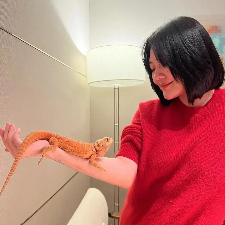 小S日前po出手捧鬃獅蜥的照片，稱要和女兒們「搶版面」。翻攝小S IG