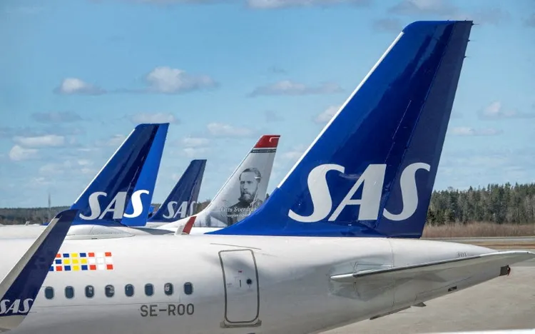 謎之偷渡男搭乘北歐航空到洛杉磯；圖為北歐航空班機停於斯德哥爾摩機場。路透社
