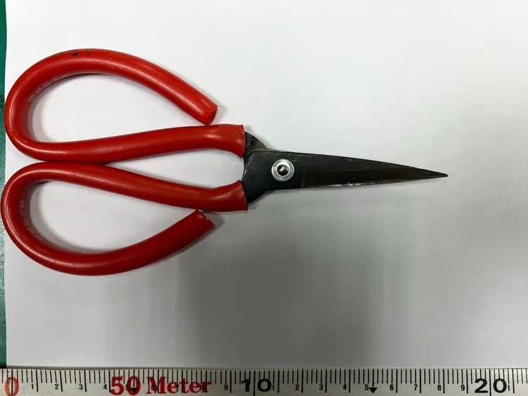 紅衣男使用的剪刀。翻攝畫面