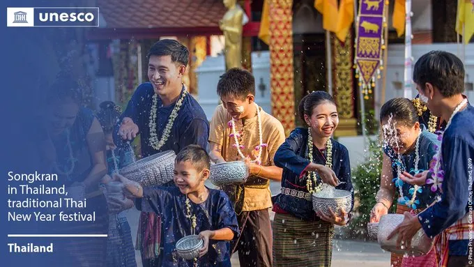 泰國潑水節獲聯合國教科文組織列為人類非物質文化遺產。翻攝UNESCO官方推特