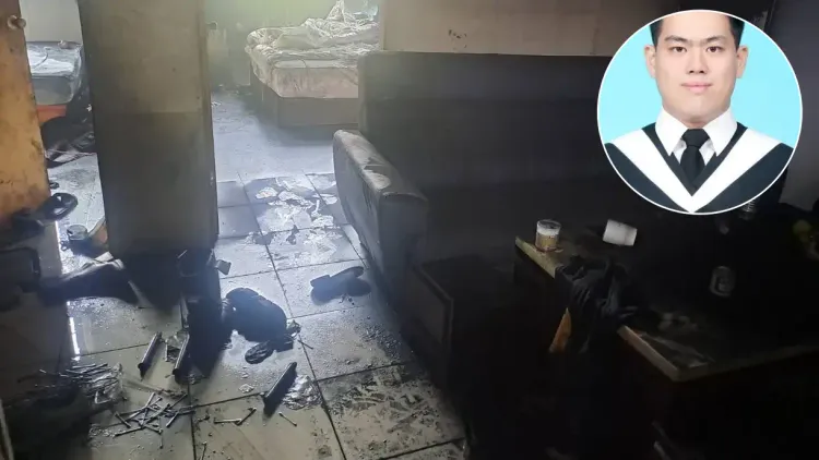 新竹縣湖口鄉移工宿舍火警，游尚樺救人後殉職。新竹縣消防局提供火場
