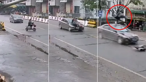 驚悚片｜女騎士「隨興左轉」被撞飛　墜落後車廂奇蹟保命