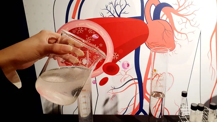 華氏巨球蛋白血症患者體內免疫球蛋白過度增生，導致血液黏稠。林芳如攝