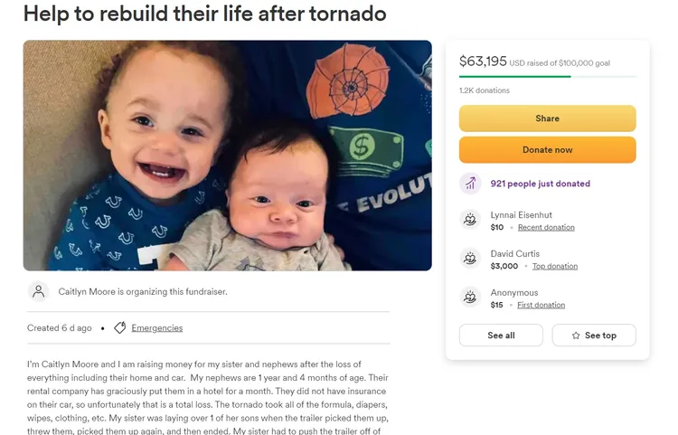 募款網頁。翻攝GoFundMe