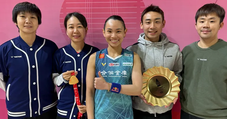 ▲羽球天后戴資穎在BWF年終賽中，打敗西班牙前球后瑪琳，贏得此比賽第四座冠軍。